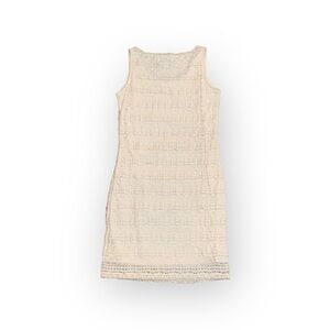 Michael Edwards Cream Layered Lace Mini Dress Feminine Size M